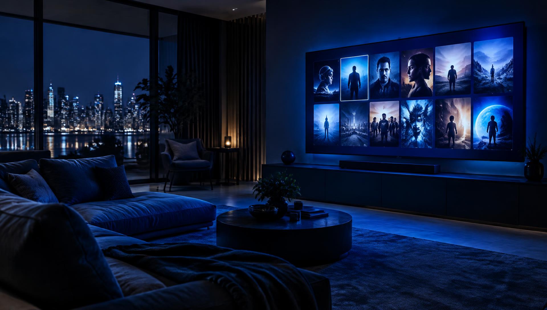 Sala com TV exibindo o Prime Flix